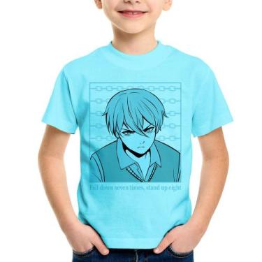 Imagem de Camiseta Infantil Fall Down Seven Times, Stand Up Eight - Foca na Moda