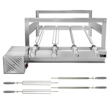 Imagem de Churrasqueira Giratória Grill Inox Gira Soft Grill 4 Espetos Lado Esqu