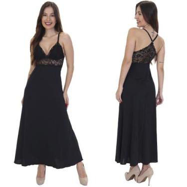 Imagem de Camisola Jade Longa de Microfibra Light e Renda Feminino - Biografia d