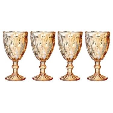 Imagem de Kit 4 Taça Vidro Metalizadas Diamond 330Ml Vidro Drinks/Luxo - Class H