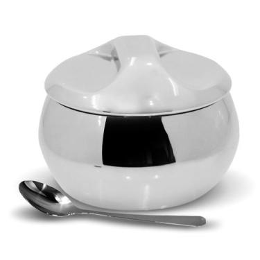 Imagem de Açucareiro Inox C/tampa Colher Pote Açucar 300ml- Dolce Home