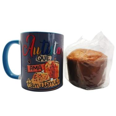Imagem de Caneca Azul Canetone Autista que ama Panetone+Mini panetone - Coleção 