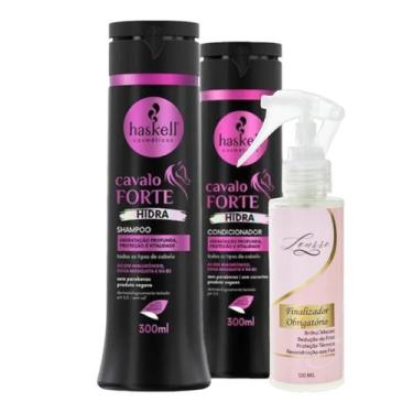 Imagem de Kit Cavalo Forte Hidra Shampoo + Cond 300ml Haskell + Finalizador Obri