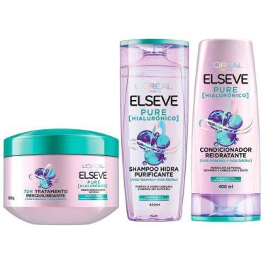 Imagem de Elseve Pure Hialurônico Kit  Shampoo + Condicionador + Creme de Tratam