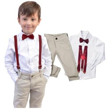 Imagem de Roupa Juvenil Social Masculino Batizado Casamento Gravata E Suspensóri