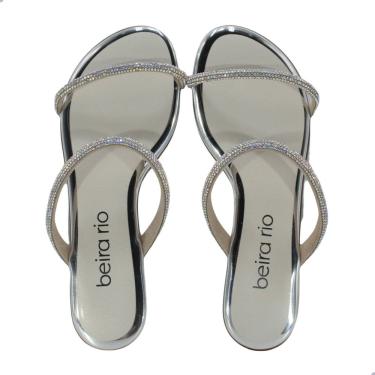 Imagem de Tamanco Feminino Beira Rio Aurora Boreal Branco e Prata