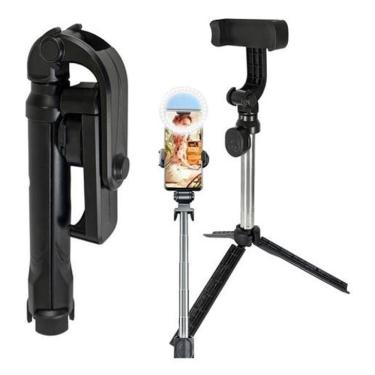 Imagem de Pau de selfie estabilizador com led tripé controle le-3506