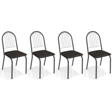 Imagem de Cadeira de Cozinha Noruega 2C077 Kit 4 Un Preto Fosco/Courano Preto 110 - Kappesberg