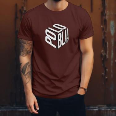 Imagem de Camisa Camiseta Masculina Estampada Cubo Polo Blu Leve e Confortável e