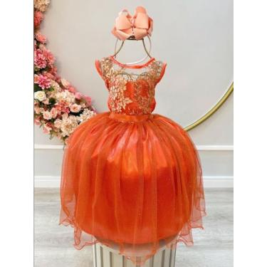 Imagem de Vestido Infantil Terracota C/ Renda Metalizada Tule Glitter - enjoy, 8
