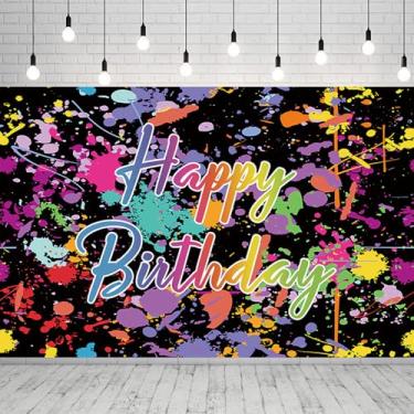 Imagem de Neno Cenários de aniversário que brilham no escuro colorido grafite respingo pintura festa fotografia fundo para crianças faixa de aniversário decoração de festa