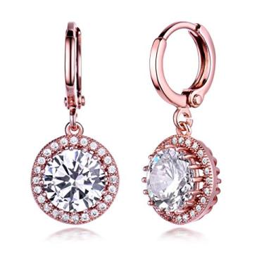 Imagem de GULICX brincos femininos de argola redonda estilo vintage com zircônia galvanizada em ouro rosa