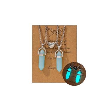 Imagem de Colar BFF para 2/3 meninas, melhor amiga, colar combinando com coração para casais, colar com pingente de meio coração, colar de cristal formato hexagonal, colares de amizade para mulheres e homens,