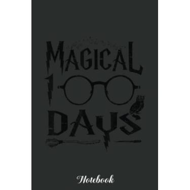 Imagem de Magical Days Of School 100th Day 100 Magic Wizard Notebook Vintage: Funny 100 Days Of School Gift Lined Notebook Confetti Writing Diary Planner Gift ... Children, Blank 110 Pages, 6x9 inches