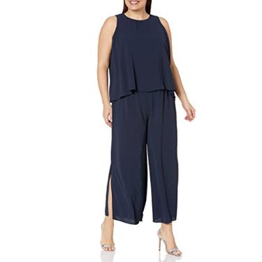 Imagem de London Times Macacão feminino com gola alta e baixa, Blazer azul-marinho, 54