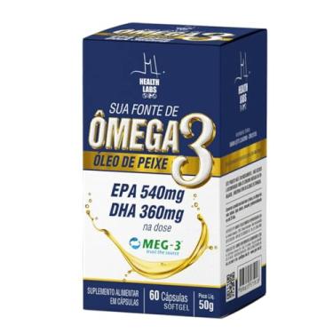 Imagem de Suplemento Ômega 3 Oléo de peixe EPA 540mg, DHA 360mg- 60 Cápsulas Health Labs