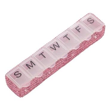 Imagem de EveryBling Organizador semanal de comprimidos pequeno para 7 dias, porta-remédios, caixa de comprimidos para uso diário, recipientes de vitaminas, organizadores de medicamentos (rosa)