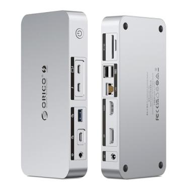 Imagem de ORICO Estação de ancoragem Thunderbolt 4, HUB 12 em 1 com 40 Gbps, suporte 8K/Dual 4K, expansão margarida, HDMI/DP, SD/TF, para editor de vídeo e áudio