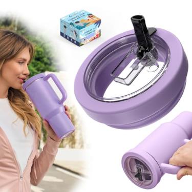 Imagem de Tampas de canudo flip compatíveis apenas com Stanley Quencher 1,134 g, tampa de copo à prova de vazamento de silicone à prova de derramamento, acessórios de copo de viagem, sem BPA, fácil de