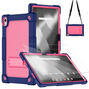 Imagem de Kebiory Capa para tablet Walmart Onn 12,1 polegadas Pro 2024/Onn 12,1 polegadas Tablet Pro (100146663) capa adequada para crianças com alça de ombro protetor de tela de vidro temperado (azul marinho +