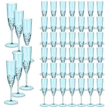 Imagem de Pacote com 48 taças de champanhe de plástico, à prova de estilhaçamento, reutilizáveis, extravagantes, taças de champanhe, transparentes, acrílicas, inquebráveis, elegantes, festas, coquetéis, taças