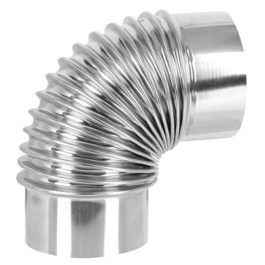 Imagem de DOITOOL Tubo de fogão de 3,5 polegadas, extensão de tampa de chaminé de cotovelo de 90 graus, conduto de aço inoxidável para fogão a lenha de acampamento ao ar livre, acessórios de fogão de