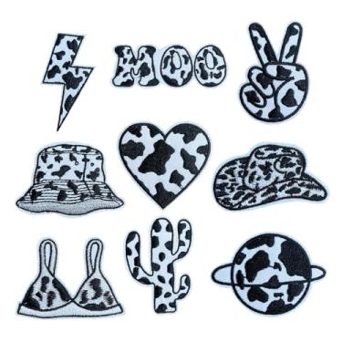 Imagem de 9 peças Wild Cowgirl Iron on Patches, Chapéu Relâmpago Padrão de Vaca Sutiã Terra Cacto Coração Bordado Patch para Roupas Jeans Bolsas Chapéus Mochilas