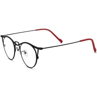 Imagem de FONEX Armação de óculos de titânio puro colorido feminino retrô redondo F85782, F85846 Preto, 48-22-145