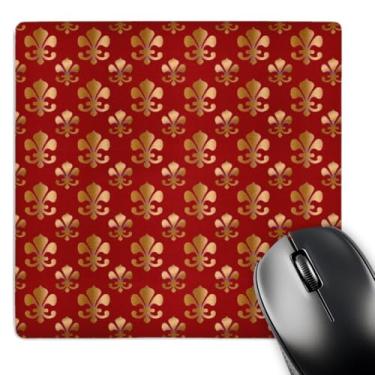 Imagem de 3dRose Mouse pad com estampa de flor de lis dourada em um fundo marrom com símbolo de santos cristãos (mp_30759_1)