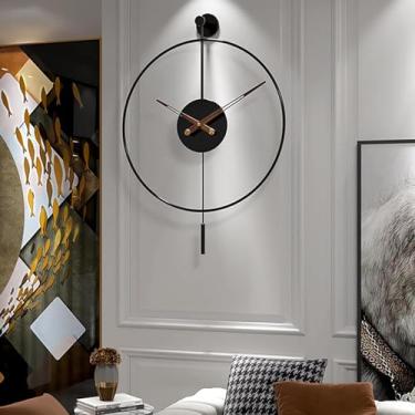 Imagem de Relógio de parede grande operado por bateria, relógios de parede modernos silenciosos sem tique-taque, relógio decorativo clássico com pêndulo para sala de estar, cozinha, escritório, decoração de