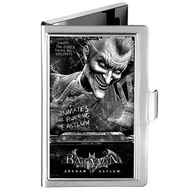 Imagem de Buckle-Down Porta-cartões de visita – Batman Arkham Asylum, pose de coringa prata escovada – pequeno