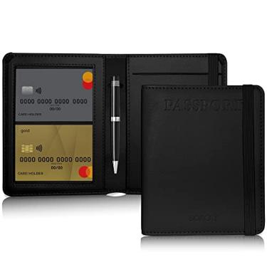 Imagem de BOACAY Combo de porta-passaporte e compartimento para cartão de vacina - carteira de viagem, Preto, One Size, Moderno