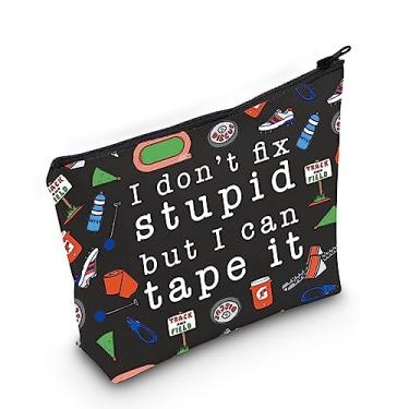 Imagem de POFULL Presente de treinamento atlético I Don't Fix Stupid But I Can Tape It Bolsa de cosméticos presente de medicina esportiva, Bolsa cosmética I Don't Fix Stupid