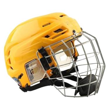 Imagem de menolana Capacete de hóquei com gaiola para treinamento, respirável, ajustável, resistente, exercício profissional, capacete de skate no gelo, Xl