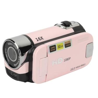 Imagem de Filmadora Com Câmera Digital D90 1080P 16MP Com Tela Giratória de 2, 4 Polegadas, Zoom 16X, Luz de Preenchimento, Gravador de Vídeo HD para Vlogging, Fotografia, Viagens (Rosa)