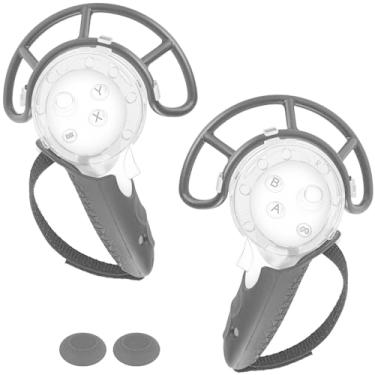 Imagem de Geekria VR Anti-Collision Protection Frame Set Compatible with Meta Quest 3, PC Clear Cover with Knuckle Strap Rocker, Handle Bumper Guard Kit (Black, 1 Pair)