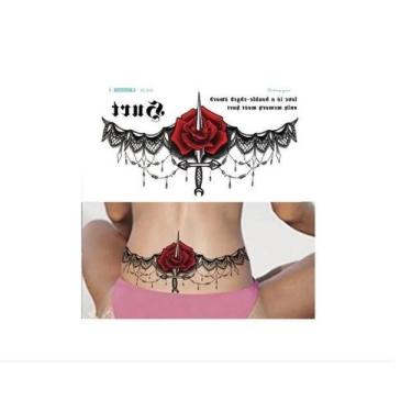 Imagem de Tatuagem Temporária Flor Adaga Cintura Barriga Sexy - 3I