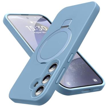 Imagem de KMAMBAG Capa Mag-Ring para Galaxy S11 Plus, silicone líquido [fator hidratante] Capa para celular Exreme macia e fina com suporte [compatível com MagSafe] para Samsung Galaxy S11 Plus de 6,7 polegadas