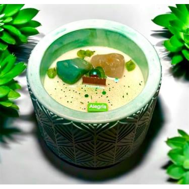 Imagem de Cristais Velas aromáticas, decorativas e terapêuticas. - Prosperidade - Com quartzo verde e Onix 400g Aroma: (Olíbano) um dos presentes recebido por Jesus pelos 3 Reis Magos