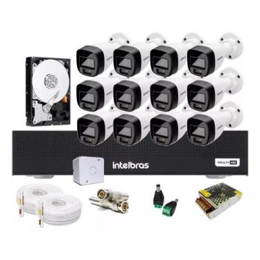 Imagem de Kit Cftv 12 Cameras de Segurança Intelbras 1120b Full Color Dvr 16ch 1