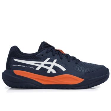 Imagem de Tênis Asics Gel Resolution X GS Junior Marinho Branco e Laranja