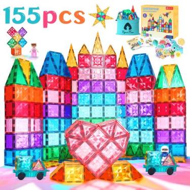 Imagem de Conjunto Magnético VigorFun com 155 Peças - Azulejos e Estatuetas de C