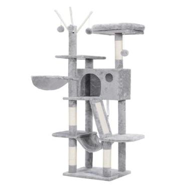Imagem de Cat Tree Hey-brother MPJ019-SW 135cm - com Cama e Rede Cinza Claro