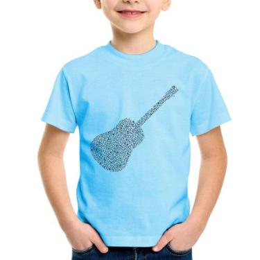 Imagem de Camiseta Infantil Violão Notas Musicais - Foca na Moda, Azul bebê, 12