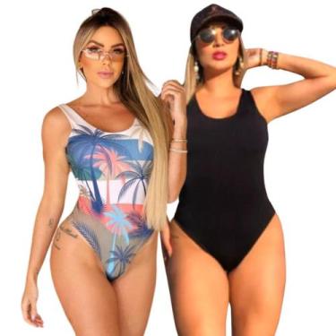 Imagem de Kit 2 Biquini Maio Feminino Praia Moda Body Preto Zig Zag - Dioper Sto