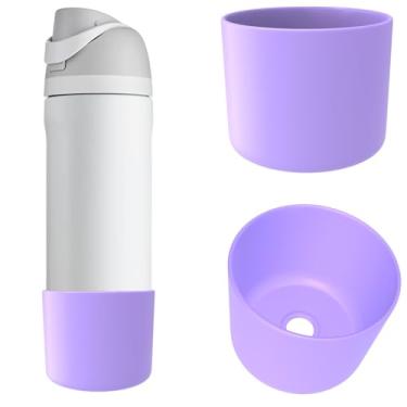 Imagem de 2 peças de bota de silicone para garrafa de água Owala 947 ml, capa protetora antiderrapante para garrafas de água de aço inoxidável Owala FreeSip/Twist/Flip (Roxo)