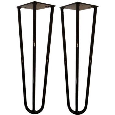 Imagem de Kit 02 Pés de Ferro Aço Hairpin Legs 30 cm Preto A01 Sofá Móveis Mesa 