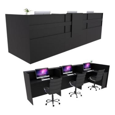 Imagem de Balcão Caixa em L 295cm Preto - Linha Premium- Mod 1.1 - Marcenaria On