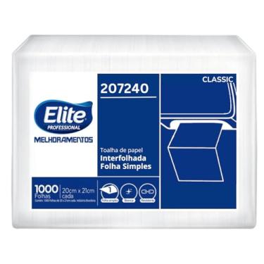 Imagem de Elite Papel Toalha Interfolhado Folha Simples Com 1.000 Folhas