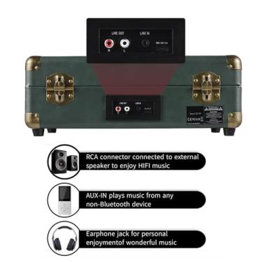 Imagem de Player de Discos, Tocador de Vinil Toca -Toca -Toca -Toca -de -Vinil Vintage Com Palestrantes 3.5 Entrada de áudio Linha de Entrada para Recordes Portáteis Portátil de 7/10/12